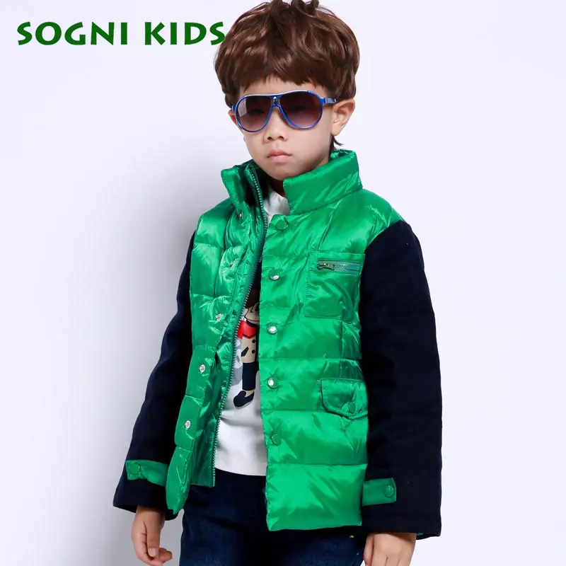 SOGNI KIDS Children Clothing For Boys Winter Coat 90 White Duck Down Jacket Single breasted