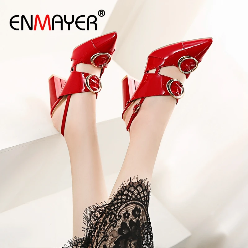

ENMAYER Women Spring/autumn Fashion Pumps Solid Pointed Toe Heels Women Party 5 Colors Sexy Ladies Shoes Size 34-45 LY1569