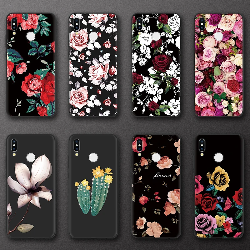 

Black TPU Soft Cases For Huawei P20 Pro P8 P10 P9 Lite 2017 mini Smart Fundas Covrr For Huawei Mate 20 10 Pro Lite Case Flower