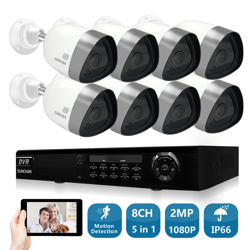 SUNCHAN 8-канальный видеонаблюдения Системы 1080 P DVR 8 шт. 2.0MP SONY AHD Водонепроницаемый
