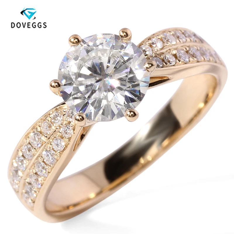 DovEggs 1,2 карат 7 мм сменный F цветной камень Муассанит кольцо Алмазный Свадебный Браслет 14 к белое золото для шармов ювелирные изделия