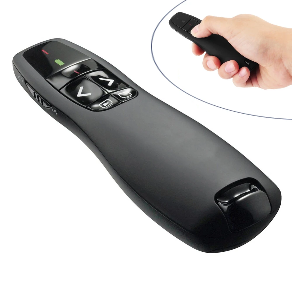 2.4Ghz USB Wireless R400 Presenter Handheld Pointer PPT Remote Control with Red Laser Pointer Pen for Power Point Presentation 2.4Ghz USB Wireless R400 Presenter Handheld Pointer PPT Remote Control with Red Laser Pointer Pen for Power Point Presentation