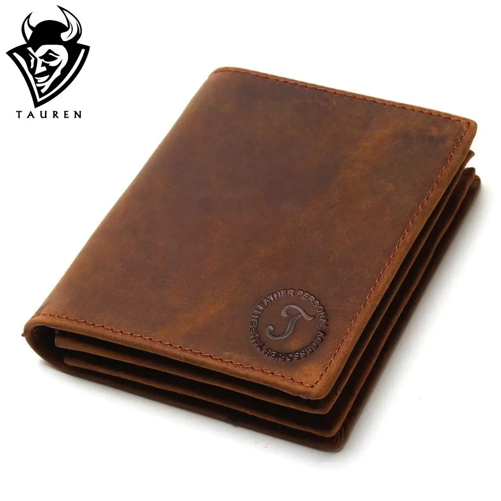 2018 Vintage Crazy Horse Handmade Leather Men Wallets Multi-Functional Cowhide...