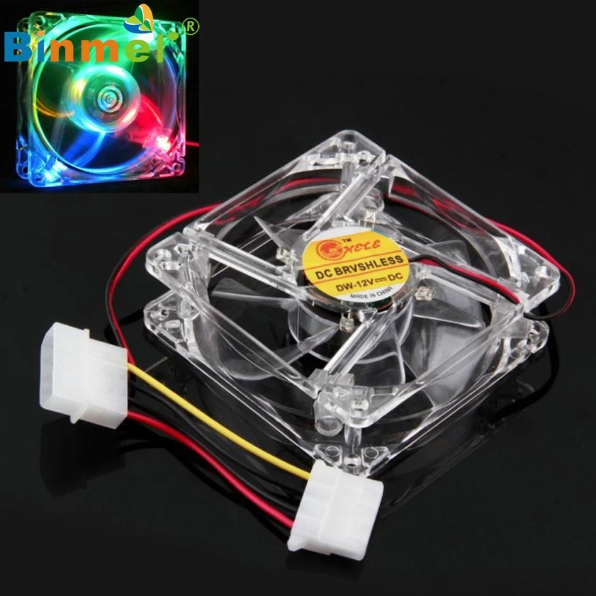

2017 New 80 mm Colorful Quad 4-LED Light Neon Clear 80mm PC Computer Case Cooling Fan Mod JUN8