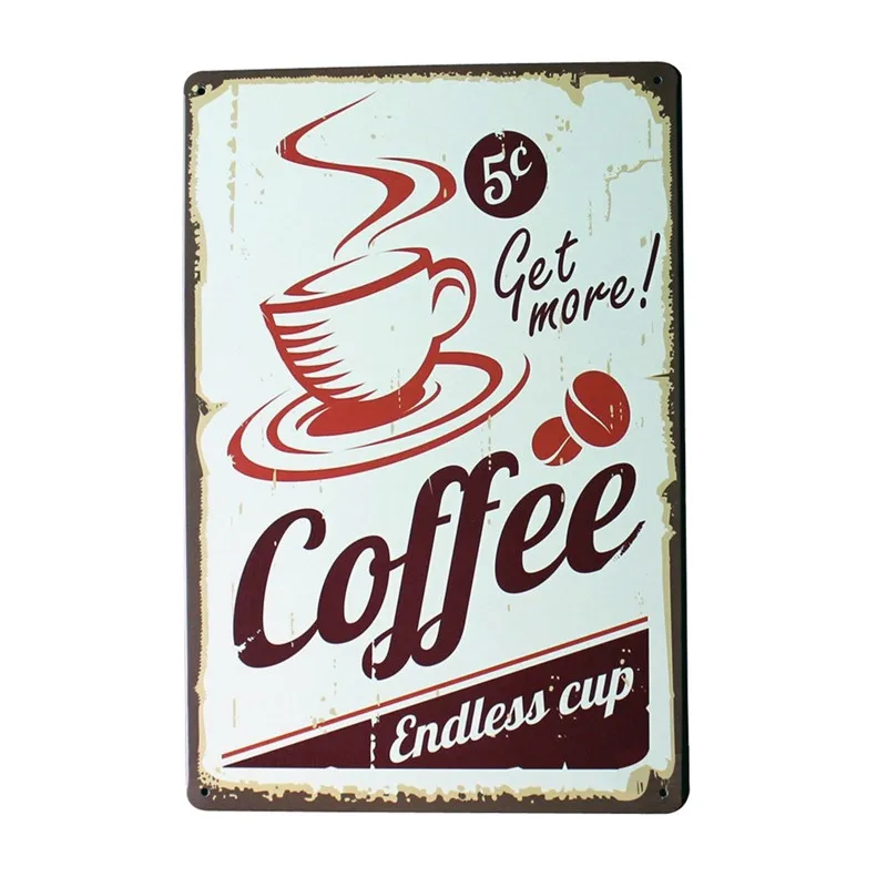 Кофейное меню винтажная жестяная вывеска Бар Паб домашний Настенный декор Ретро металлический художественный плакат - Цвет: 16