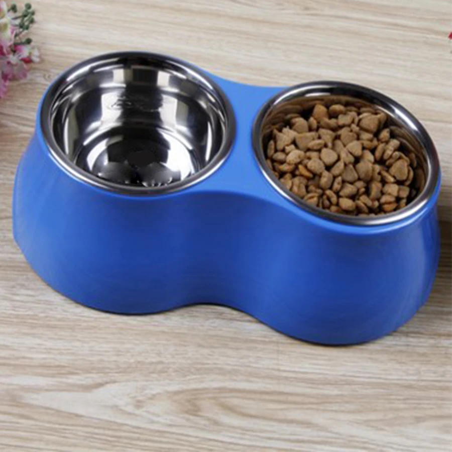 

High Cat Dog Food Bowl Double Pet Bowls Stainless Steel Dish Water Bowls Plato De Comida Para Perros Cup Hund Pet Supply 50Z0566