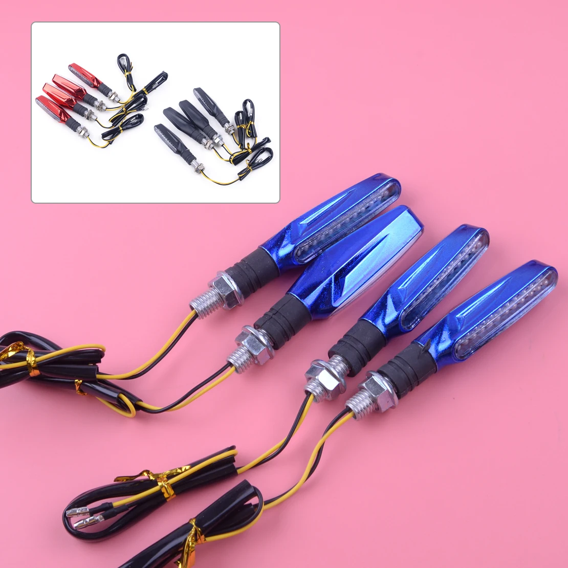 

DWCX 4pcs Motorcycle 12 V Amber Color LED Turn Signal Lamp Bulb Sequential Flowing Indicator Light Flasher