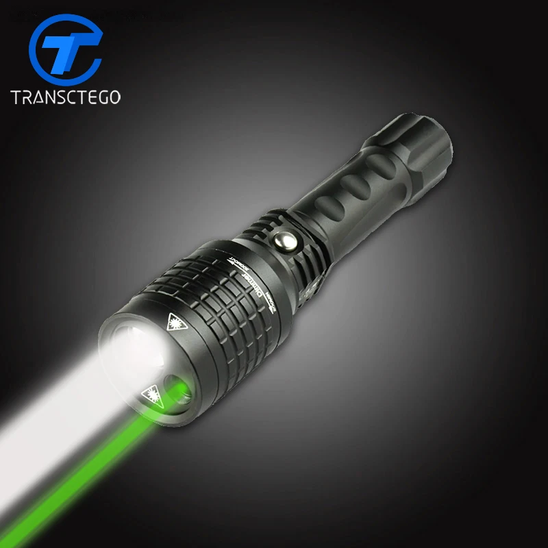 flashlight led double light 18650 torch rechargeable multifunctional