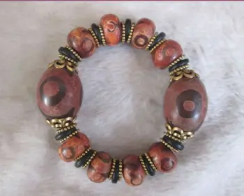 

Elaborate China Tibetan king kong eye floer dzi amulet agate bracelet can scale No.6