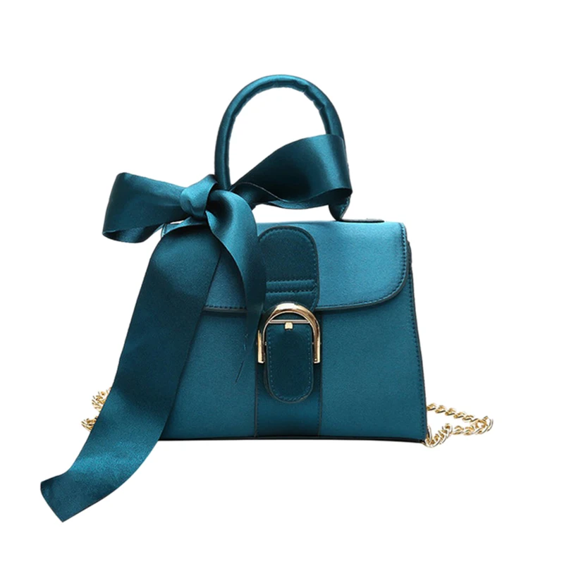 

European Style Fashion New Handbags High-Quality Velvet Women Bag Bow Tie Sweet Lady Tote Bag Chain Shoulder Bag Satchel