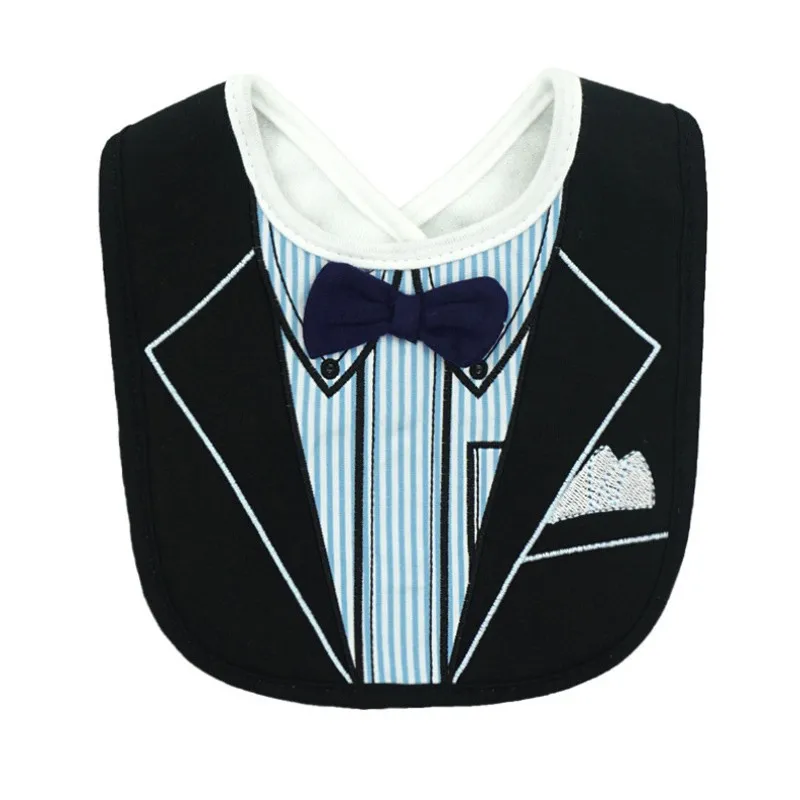 Нагрудник малыша для маленьких мальчиков и девочек, милый смокинг, костюм Нагрудник слюнявчик полотенце для кормления, водонепроницаемая одежда