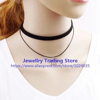 

400pcs/lot Women Charm Jewelry Vintage Star Pendant PU Leather Chokers Necklace Fashion Women Necklace xl17021507