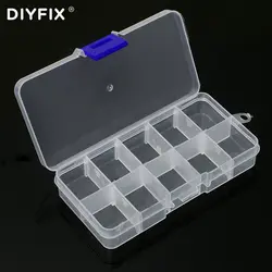 DIYFIX Регулируемая сетка 10 слотов ящик для инструментов электронные части хранения винтовой корпус прозрачный пластиковый чехол