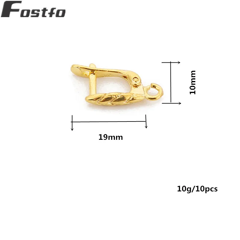 Fostfo, 10 шт./лот, 10*19 мм, u-образные серьги с крючками, цвета: золотистый, серебристый, черный, без пирсинга, клипсы для ушей, застежки для женщин, сделай сам, изготовление ювелирных изделий