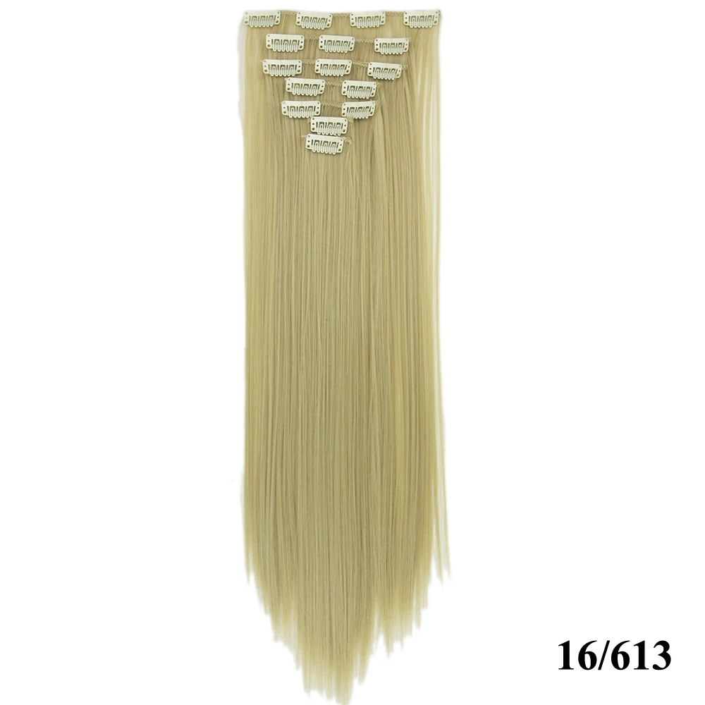 Soowee 60 см длинные прямые высокотемпературные синтетические волосы для косплея черного и серого цвета, накладные волосы на заколках - Цвет: P16/613