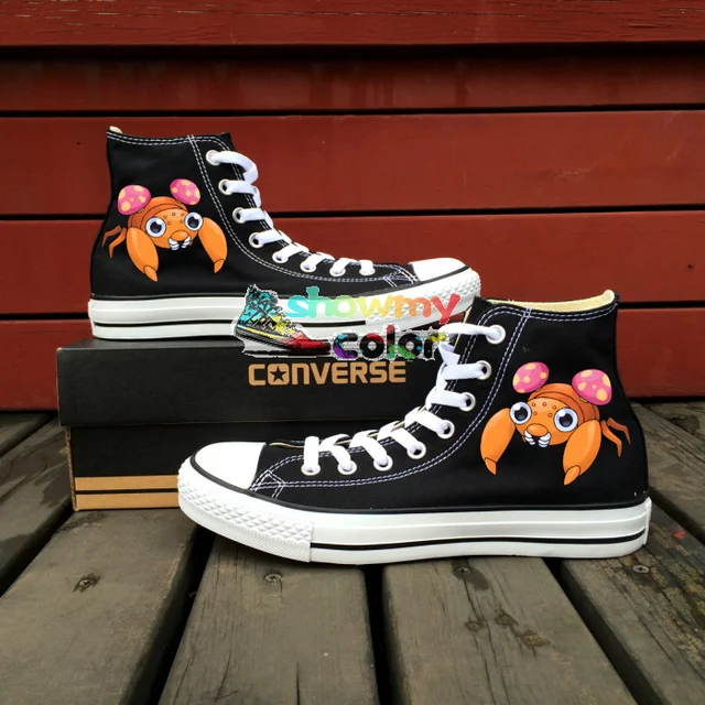 Cheap Girls Boys Converse All Star Man Woman Shoes Anime Pokemon Paras Crab Custom Hand Painted Shoes High Top Canvas Sneakers