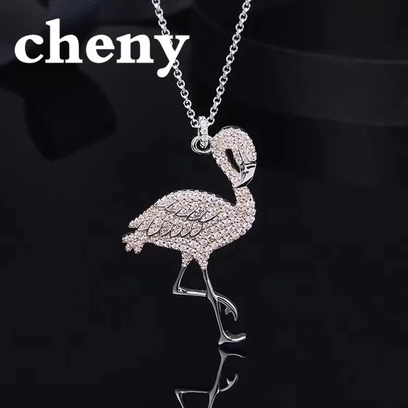 

cheny fit apm luxury necklace choker animal design s925 sterling silver Flamingo shape fashion jewelry Bijoux Femme Party Ladies