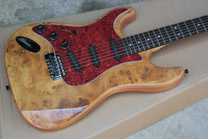 

Top Quality GYST-1060 solid mahogany original Color with Burl grain cover black hardware Electric Guitar, Free shipping