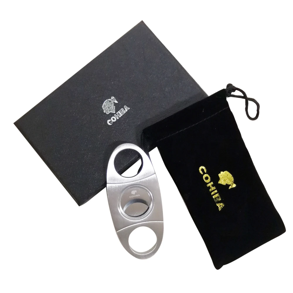 

Cohiba Cigar Cutter Ultra-Thin Stainless Steel Pocket Cigarre Cigarette Knife Cuba Smoking Guillotine Tools With Gift Box