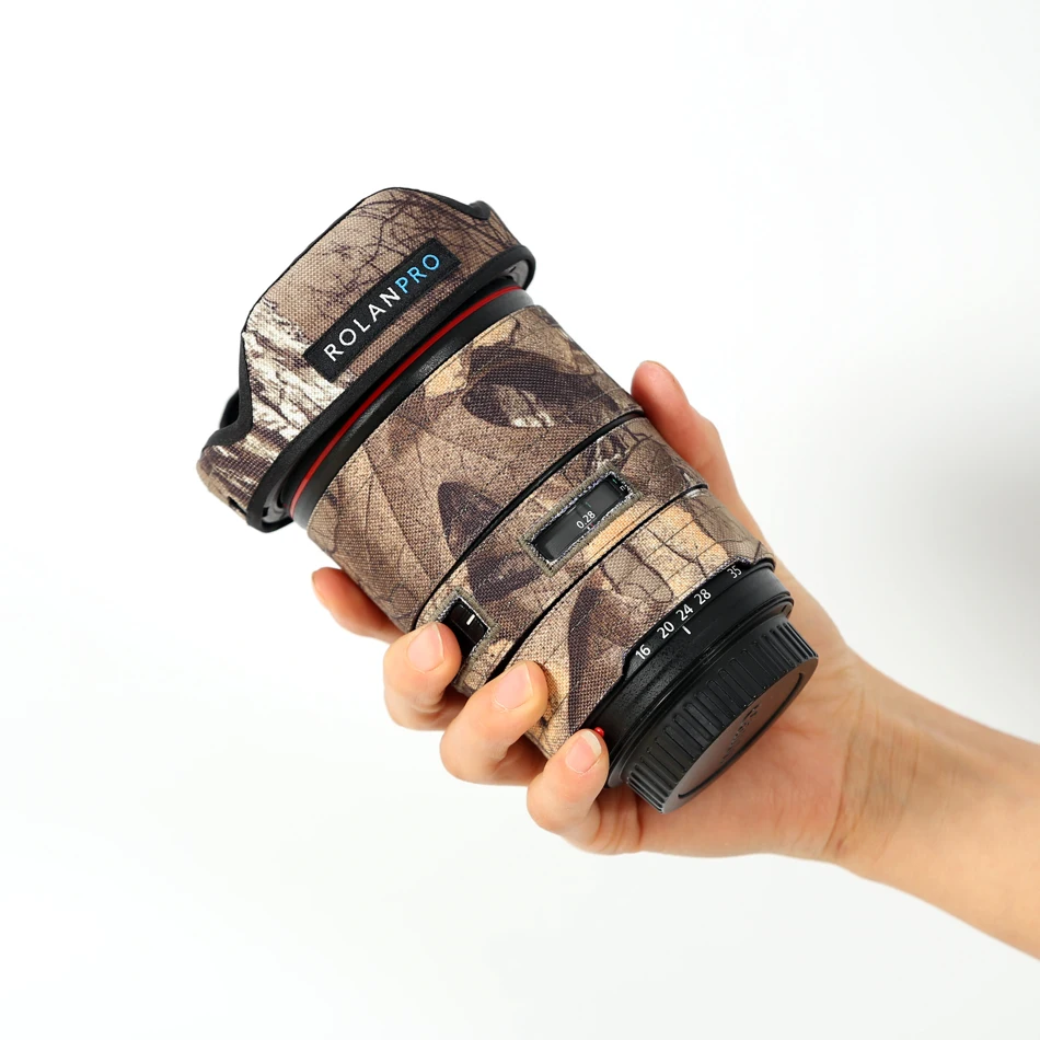 Линзы rolanpro камуфляж пальто дождевик для Canon EF 16-35 мм f4L IS USM объектив защитный рукав пистолеты одежда защитный чехол