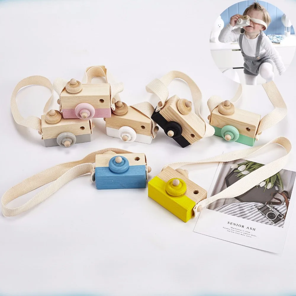 Cute Nordic Wooden Toys Camera Kids Hanging Camera Photo Prop Decoration Children Montessori Toys Baby Birthday Christmas Gifts