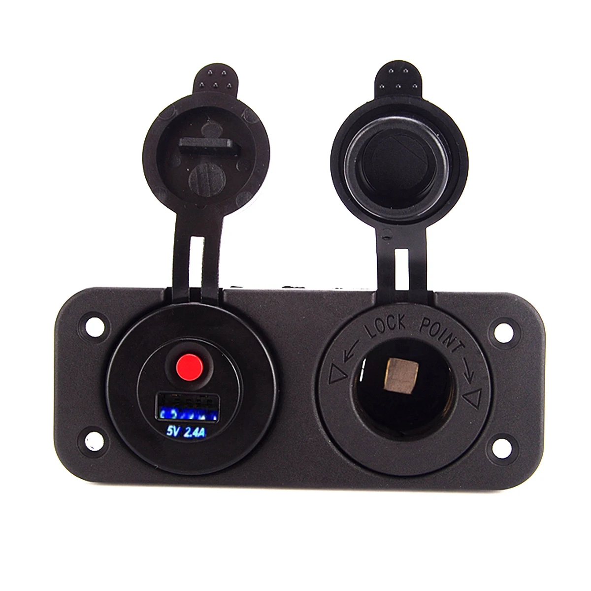 12V/24V Power Cigarette Lighter Socket Panel USB Charger with Cut Off Button Switch For Car Boat
