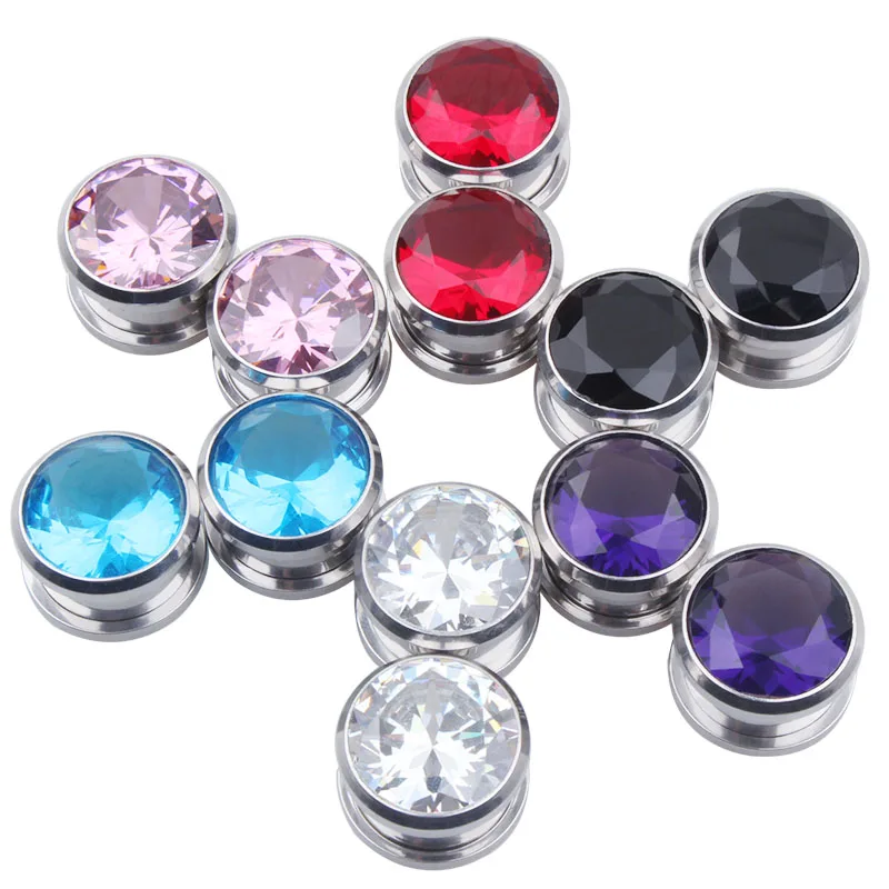 

Hot Sale Crystal Zircon Flesh Tunnel Plug Screw Fit Ear Piercing Gauge Stretching Expander Jewelry Zirconia Earring Earlets