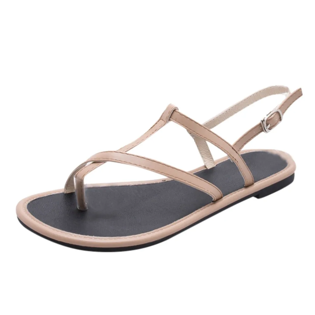 

SAGACE Women Summer Toe Post Buckle Strap Beach Open-Toe Sandals Roman Style Casual Round Toe Outdoor Leisure Casual Shoes