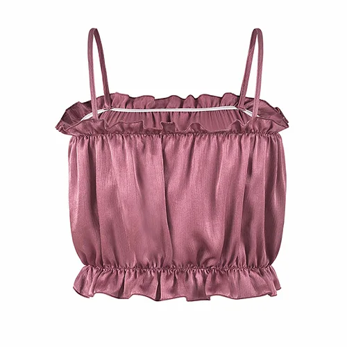 Pink Женский Летний жилет Camis универсальный танк сексуальный плиссированный топ-труба Летний стиль ультра-короткий сплошной цвет Женская футболка бюстгальтер-труба - Цвет: Pink