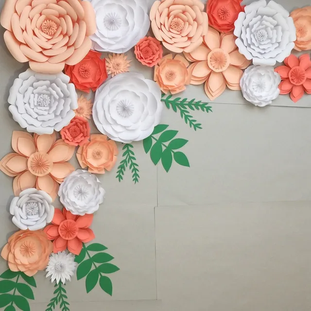 FENGRISE 20cm DIY Paper Flowers Backdrop Decorative Artificial Flowers Wedding Favors Birthday Party Home Decoration