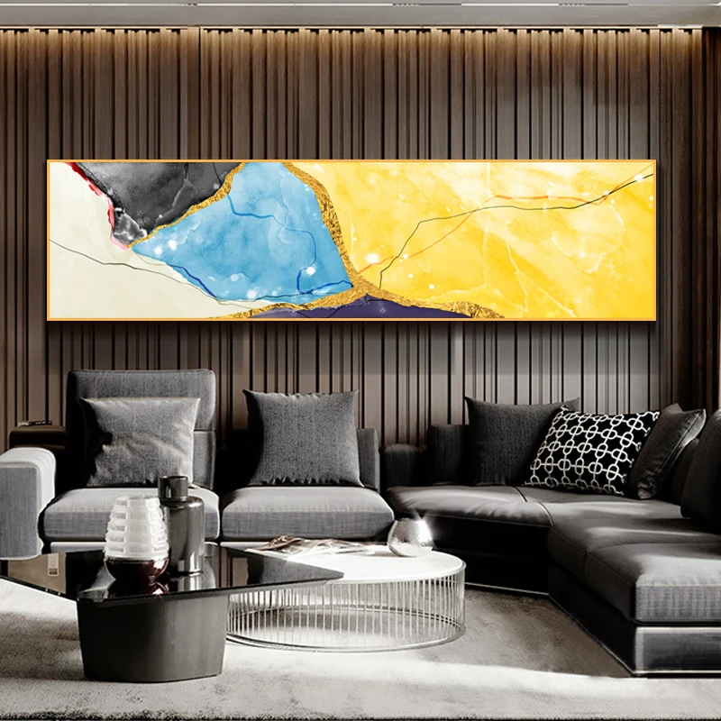 Posters and Prints Wall Art Canvas Painting Modern Abstract Golden Yellow Pictures For Living Room Home Decor | Дом и сад
