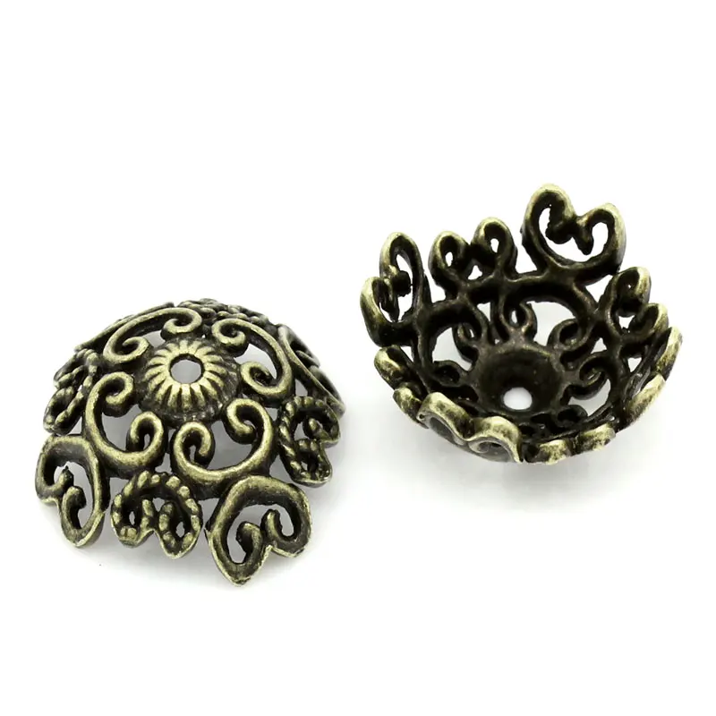 DoreenBeads цинковые бусины из металлического сплава крышки цветок античная бронза