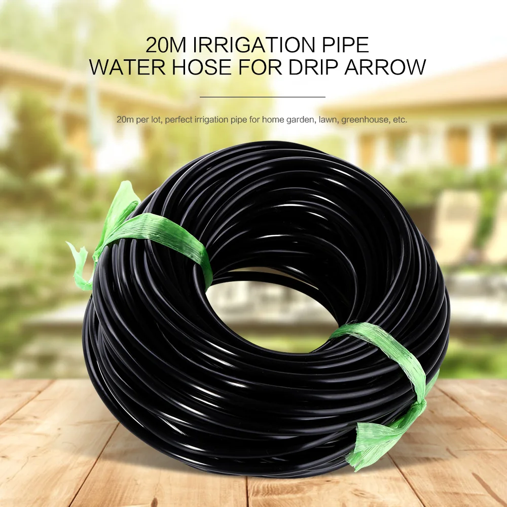 20M 3/5 4/7 MM Black Micro Irrigation Pipe Water Hose Drip Watering
