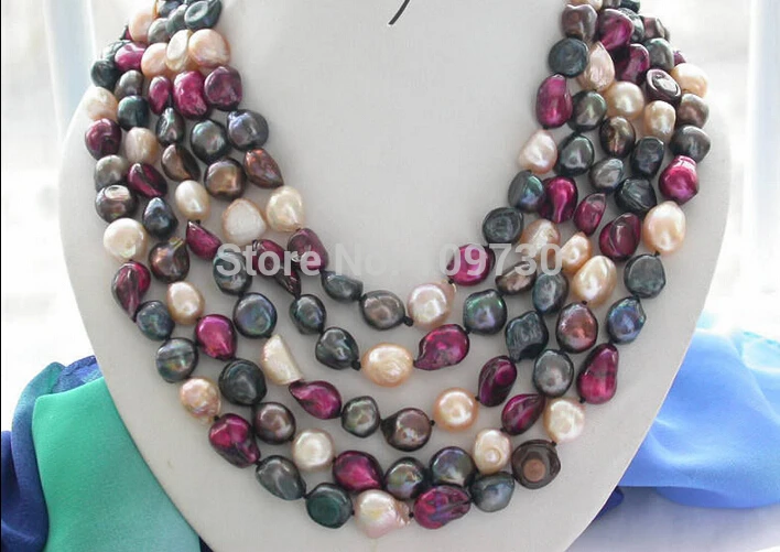 

Jewelry 002804 long 100" baroque multicolor freshwater pearl necklace