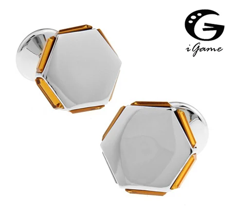 Дизайнерские запонки iGame роскошные стразы желтого цвета декорированные