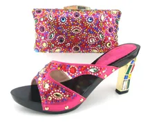 Italienischen stil pu-leder schuhe und tasche set, Afrikanische partei schuhe und tasche set passende mit vielen strasssteinen, MD015-228 größe 38-43.