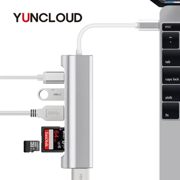 

YUNCLOUD USB C Splitter to HDMI 4K Type-C PD Charging SD/TF Card Reader USB 3.0 Hub For MacBook Samsung S9/S8 Huawei P20 Pro