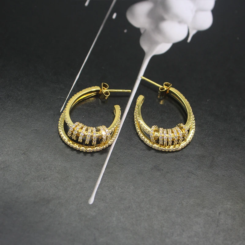 

Women Jwelry Gifts Circle Earring Fashion Lady Rhinestone Multi Circles Zircon Boucle dangle earrings New Hot ZK40
