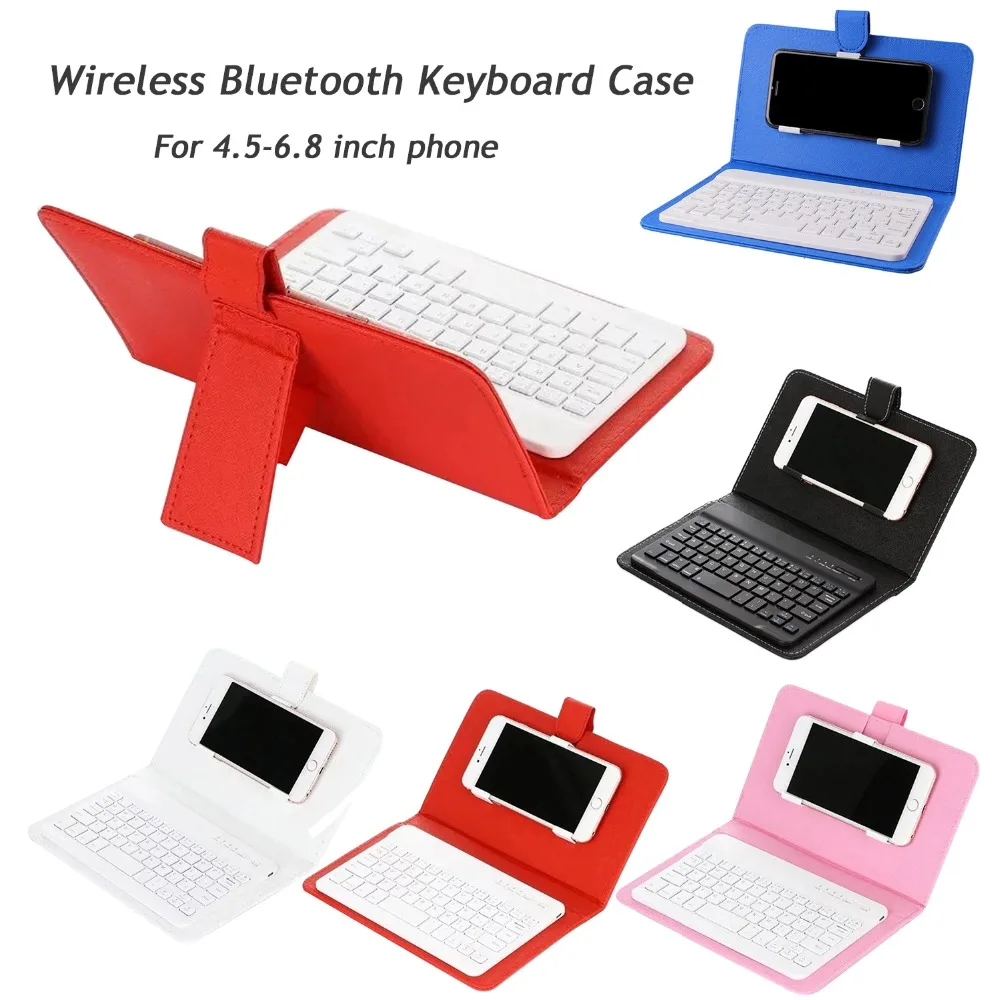 

Besegad PU Leather Wireless Bluetooth Keyboard Case Protective Cover for iPad iPhone Xiaomi Samsung 4.5-6.8 inch Phone Tablet