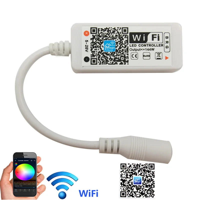 24 клавиши Wi-Fi RGB контроллер DC 5 V-12 V 24V экшн-камера с Wi-Fi подключением Беспроводной телефона iOS Android APP пульт дистанционного управления для SMD 3528 5050 Светодиодные ленты - Испускаемый цвет: Mini WiFi control