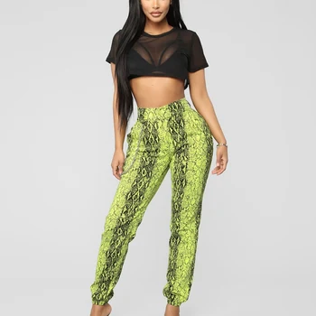 

Fashion Women Serpentine Pencil Pants High Waist Casual Camouflage Trousers Slim Pockets Pants