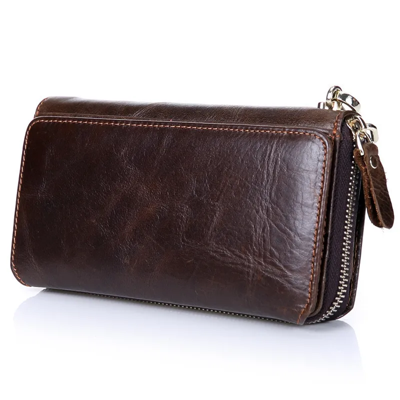 Large Capacity Genuine Leather Men Wallets Male Wallet Men Purse Fashion Male Long Phone Wallet