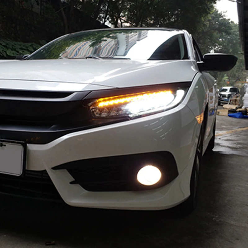 Hlxg автомобильная светодиодная фара в сборе DRL для Honda Civic 2016 2017 автомобильный
