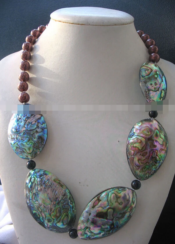 

hot sell- N1985 abalone shell egg and shell round necklace 23 " -Top quality free shipping