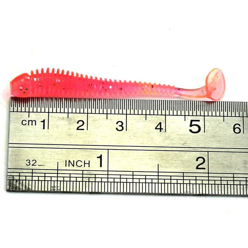 Artificial Lure 50pcs 0.6g/5.5cm for Shad UL Fishing Worm Swimbait Jig Head Soft Lure Fly Fishing Bait Fishing Lure  