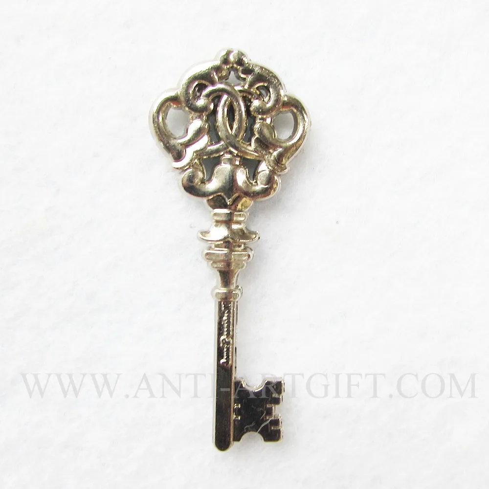 Custom design antique silver nickle metal key lapel pins zinc alloy No
