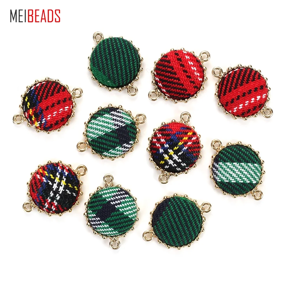 

MEIBEADS Vintage Plastic Round Cloth Connector Charm For Bracelet & Necklace Jewelry Hand Making Accessories EY5143