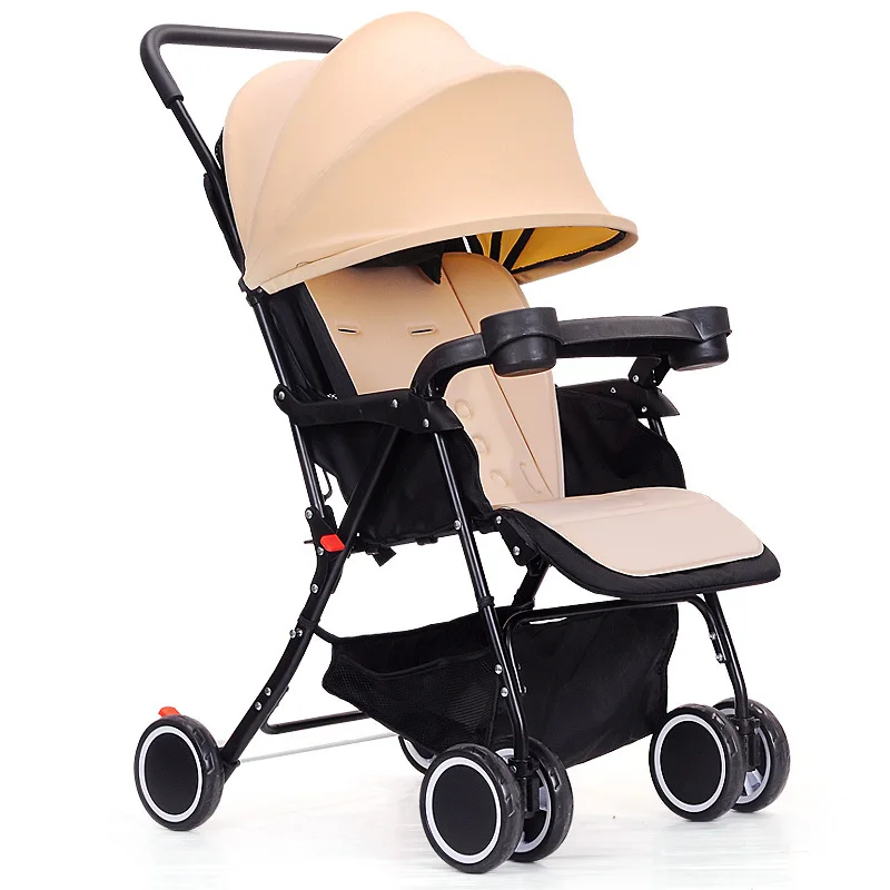 Дышащая Регулируемая может лежать плоская детская коляска складная ультра легкий зонтик коляска обеденная тарелка дорожная коляска в виде машины