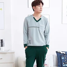 Brand New Autumn Winter 100 Cotton Long Sleeved font b Men s b font Pajama Sets
