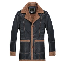 Новая мягкая подкладка с отложным воротником Зимние кожаные куртки для мужчин модные длинные высококачественные Abrigos Hombres Invierno